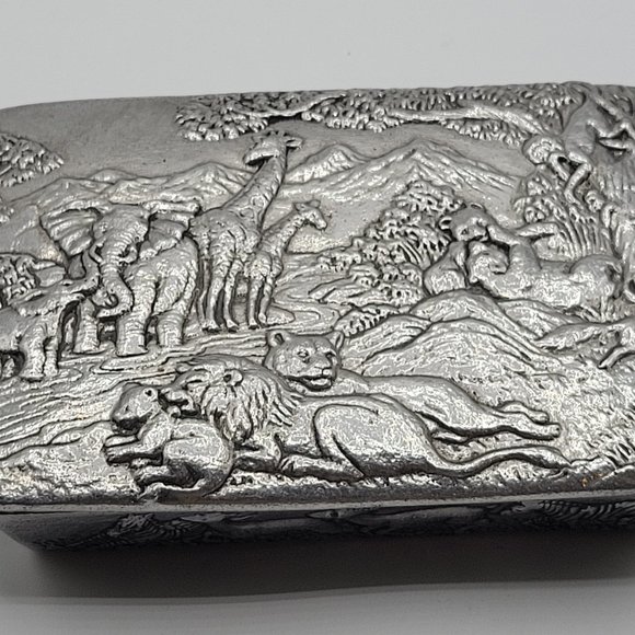 Arthur Court Metal-ware Wild Africa Jungle  Playing Cards Box Holder 2 Card Deck - Picture 1 of 14